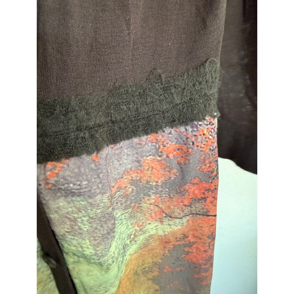 Anthropologie Knitted & Knotted Foliage Empire Cardigan sweater watercolor Small - Picture 3 of 13